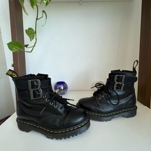 Dr Marten Black Leather Combat Boots